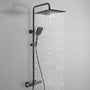 Auralum Thermostat Duschsystem - Schwarz 30cm Regendusche. Schwarzes Duschsystem mit runder 30cm Kopfbrause. Ermöglicht konstante Wassertemperatur.