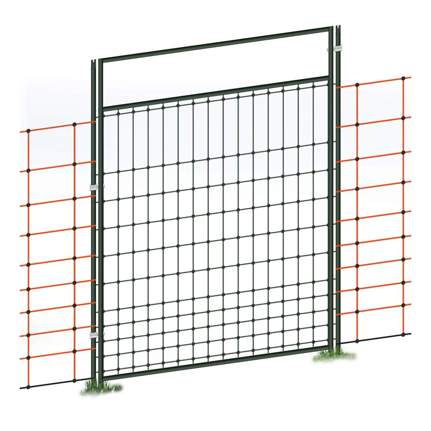 VOSS.farming Elektrifizierbare Weidezaunnetz Tür, 125cm x 86cm. Rechteckig, grün. Für Zugang durch Elektrozaun.