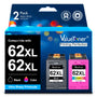 Valuetoner 62XL Druckerpatronen kompatibel für HP 62, 2er-Pack, schwarze und farbige Tintenpatrone