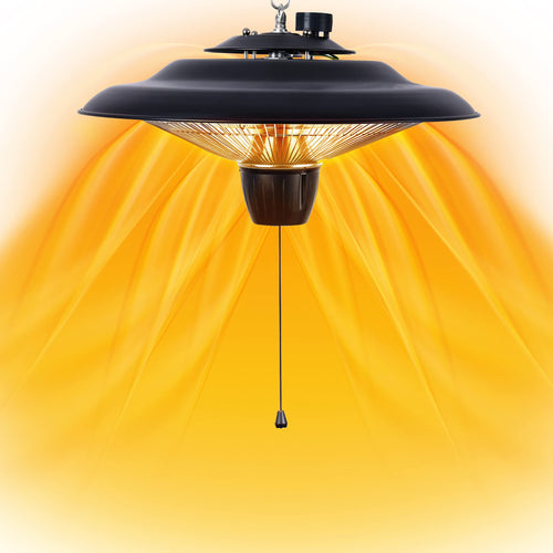 DONYER POWER Halogenheizung Garten Terrasse – 800-2000W. Schwarzer Standheizer. Erzeugt Infrarotwärme für Außenbereiche.