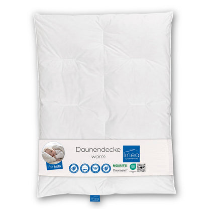 böhmerwald LINEA Kids Kleinkind Daunebett – 100x135 cm Weiss. Weißes, rechteckiges Daunenbett. Bietet Wärme für Kleinkinder.