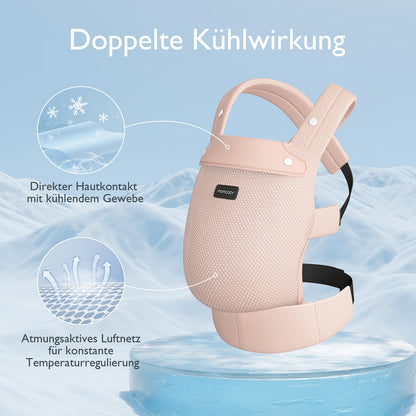 Momcozy Babytrage Air Mesh, ergonomisch mit X-Rücken, rosa