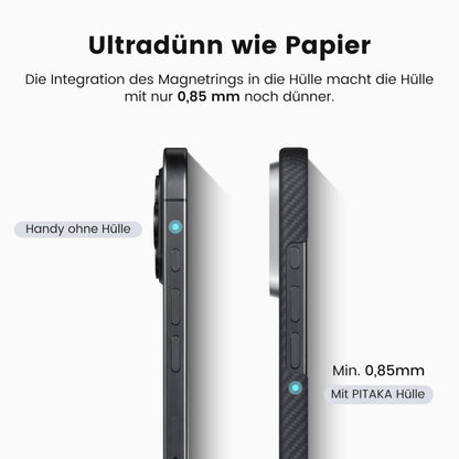 pitaka Ultradünne Aramidfaser Handyhülle iPhone 16 Pro - Schwarz/Grau
