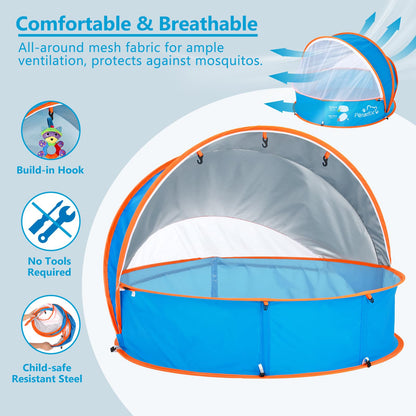 Peradix 4-in-1 Pop-Up Baby Planschbecken mit UV-Schutz und Moskitonetz