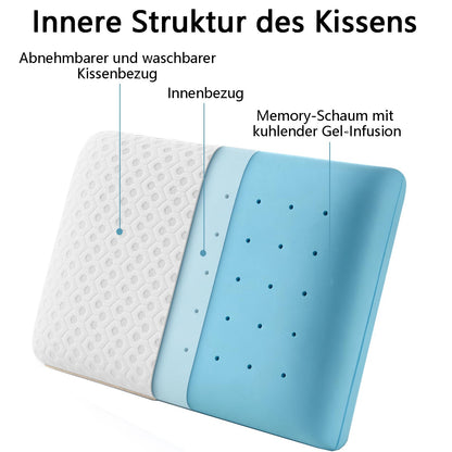 BedStory Gel Memory Foam Kopfkissen 60x40 cm für Seitenschläfer