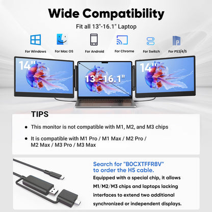 Cevaton Tragbarer Laptop Monitor – 14 Zoll FHD IPS