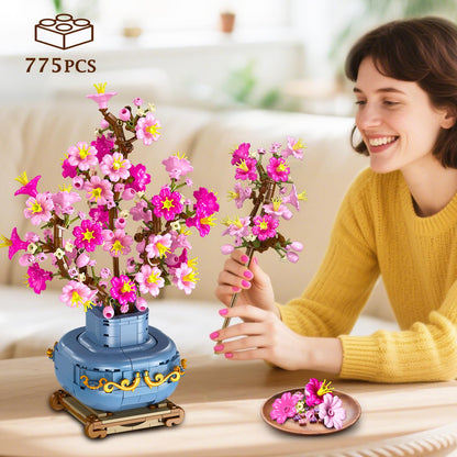HOGOKIDS Kirschblüten-Bonsai Bauset, 2-in-1 Bausteine, 775 Teile