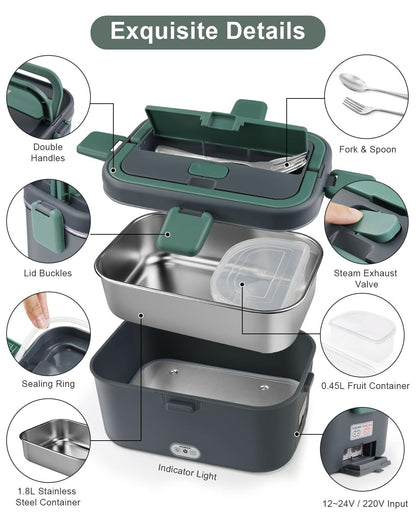 AUTOPkio Elektrische Lunchbox 1,8 L 12V/24V/220V Speisenwärmer