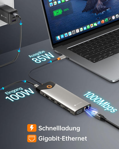 NOVOO USB C Dock 15-in-1 Triple Display Dual 4K HDMI 100W PD