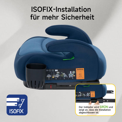 Jovikids Sitzerhöhung mit Isofix, ECE R129, Gruppe 2/3, blau