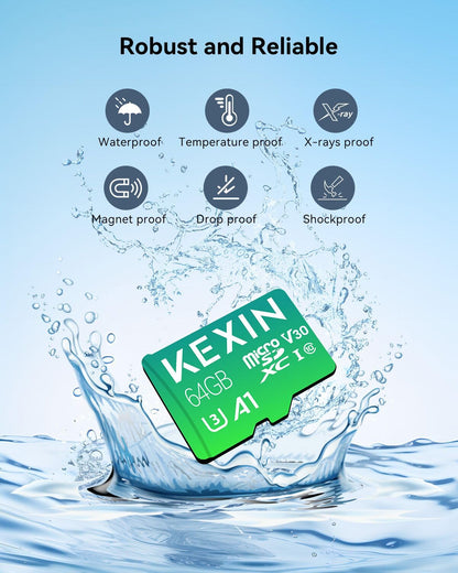 KEXIN 64GB microSDXC Speicherkarte UHS-I U3, 5er-Pack mit SD-Adapter