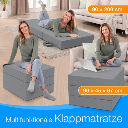 ELONEO Klappmatratze Schaumstoff 90x200x15 cm - Grau