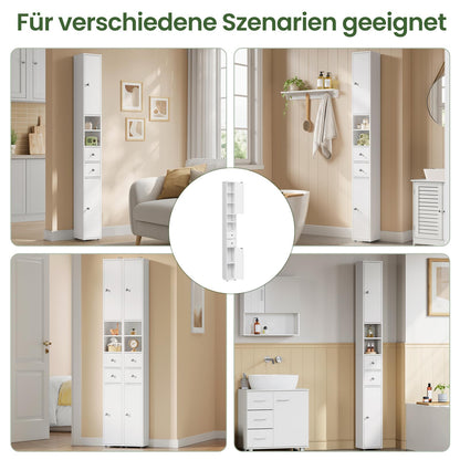 EUGAD Badezimmerschrank, schmaler Badschrank, 20 x 20 x 180 cm, weiss