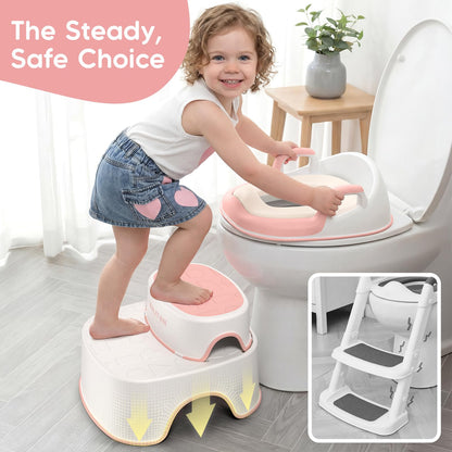 Maliton Toilettensitz für Kinder mit 2-stufigem Tritthocker, rosa