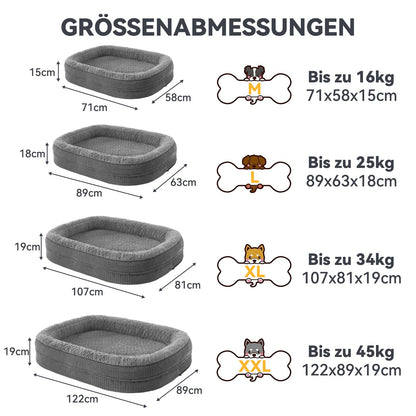 Pawk Orthopädisches Hundebett Nackenrolle Memory Foam XL