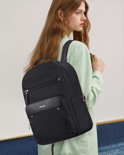LOVEVOOK Laptop Rucksack Damen 17 Zoll, wasserabweisend, Schwarz