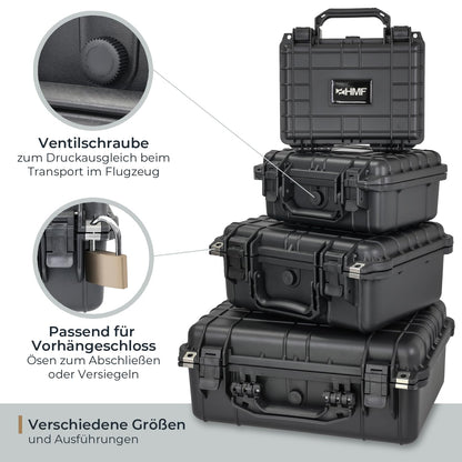 HMF ODK100 Outdoor-Fotokoffer, Transportkoffer mit Rasterschaumstoff