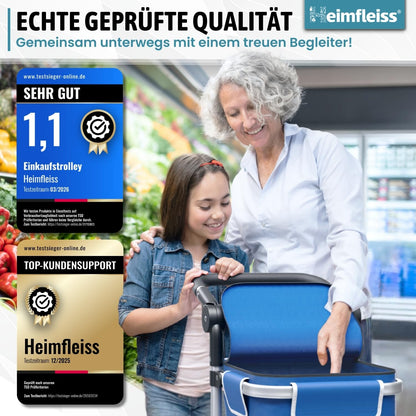 Heimfleiss Einkaufstrolley klappbar mit Kühlfach, 56 Liter, bis 50 kg