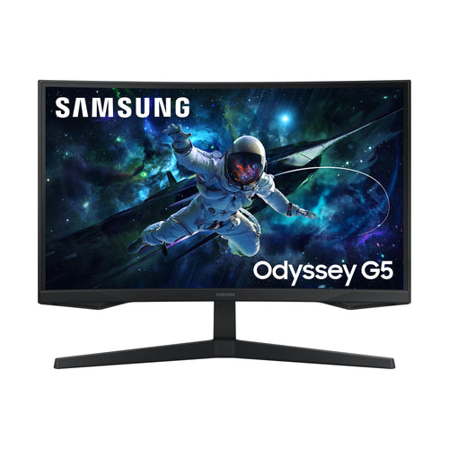 Samsung Odyssey G55C Curved Gaming Monitor - 27 Zoll WQHD 165Hz: Schwarzer, gekrümmter Monitor für immersives WQHD-Gaming mit 165Hz.