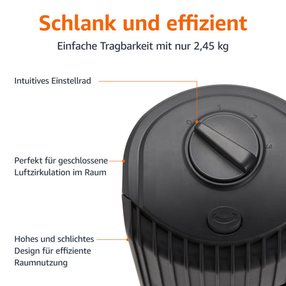 Amazon Basics Turmventilator, oszillierend, 71 cm, 3 Stufen, schwarz