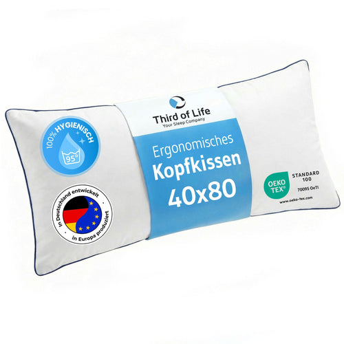 Third of Life inSPIRO Kopfkissen 40x80 cm Nackenstützkissen mit Bezug aus Baumwolle