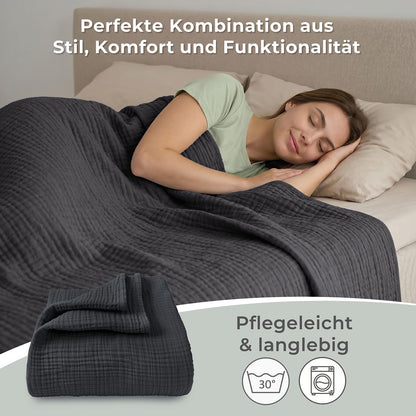 LAYNENBURG Musselin Tagesdecke 150x200 cm, 100% Baumwolle, Mintgrün