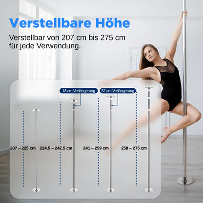 SereneLife Pole Dance Stange – Höhenverstellbar, Statisch & Rotierend