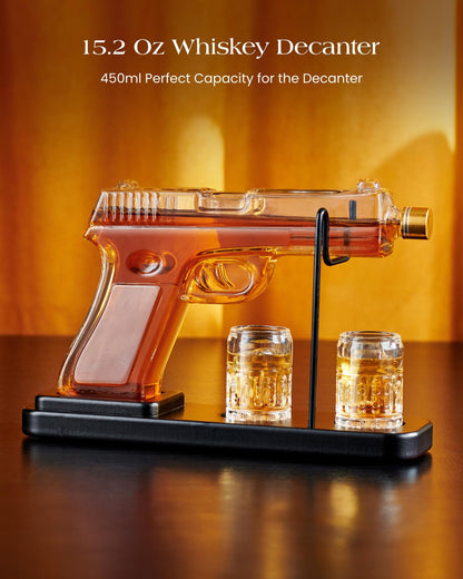 Kollea Whiskey-Dekanter Set in Waffenform mit 2 Gläsern, 450 ml