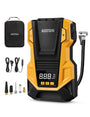 AstroAI Luftpumpe Auto 12V 230V, Kompressor 10,3 bar mit LCD-Display, gelb, für Autoreifen und Bälle