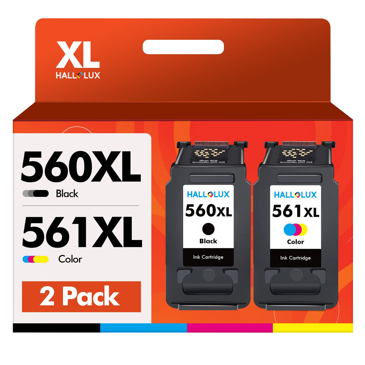 HALLOLUX PG-560 CL-561 XL Druckerpatronen für Canon PIXMA, 2er-Pack, schwarze und farbige Tintenpatrone
