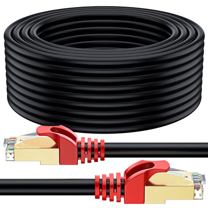 MutecPower CAT 7 SSTP Netzwerkkabel Aussen 75m Schwarz. Rundes Netzwerkkabel für High-Speed Datenübertragung im Aussenbereich.