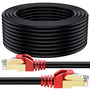 MutecPower CAT 7 SSTP Netzwerkkabel Aussen 75m Schwarz. Rundes Netzwerkkabel für High-Speed Datenübertragung im Aussenbereich.