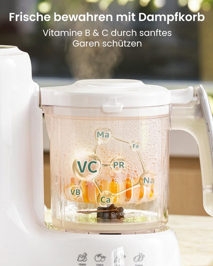 GROWNSY Babynahrungszubereiter 3-in-1 Dampfgarer Mixer