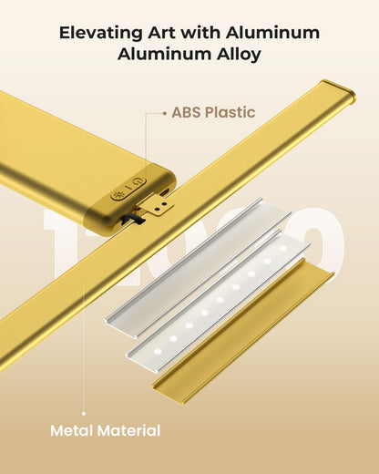 PopoIron WL13 LED Bilderleuchte kabellos mit Akku, Gold, 2 Stück
