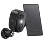 COOAU 2K Überwachungskamera Aussen mit Solarpanel und Akku, schwarzes Gehäuse