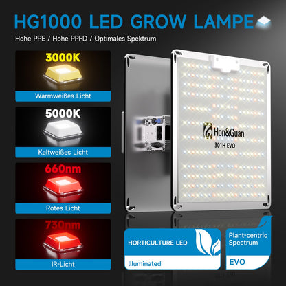 Hon&Guan Growzelt Komplettset HG1000 LED Grow Lampe 60x60x160cm