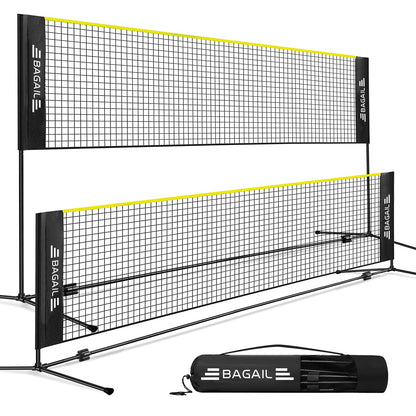 BAGAIL Badmintonnetz. Faltbares Nylonnetz mit höhenverstellbarem Ständer und Tragetasche. Für Tennis, Badminton, Volleyball.