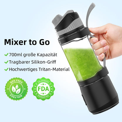 DENOKIN Tragbarer Mixer A8, 700 ml Mini-Standmixer mit Akku