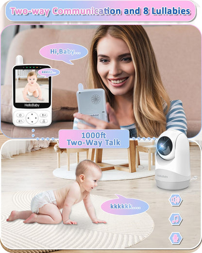HelloBaby HB6240 Babyphone mit Kamera, Nachtsicht und 2-Wege-Audio