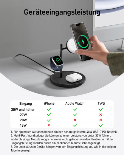 Anker MagGo 3-in-1 Kabelloser Ladeständer - 15W Qi2 MagSafe