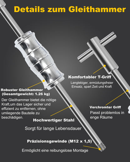 XSTARYE Innenlager Abzieher Set 12-teilig mit Gleithammer 8-32mm