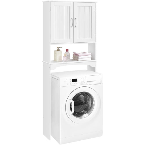Yaheetech Hochschrank Überbau Waschmaschine WC - 180 cm. Hoher, weißer Überbauschrank. Bietet Stauraum über Waschmaschine oder WC.