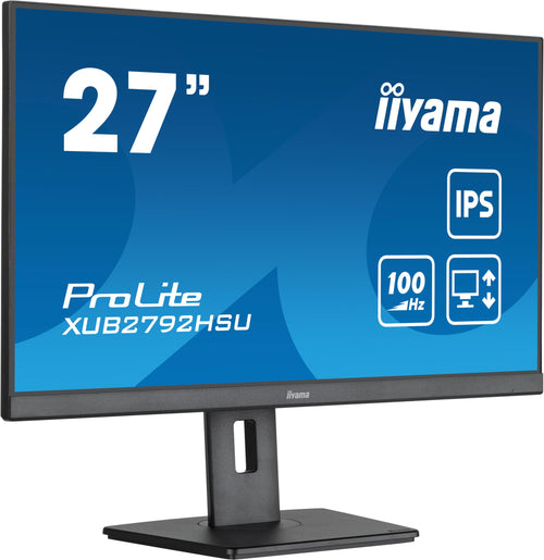 iiyama Prolite XUB2792HSU-B6 IPS Monitor – 27 Zoll Full-HD schwarz. Rechteckiger Bildschirm zur digitalen Anzeige von Daten und Medien.