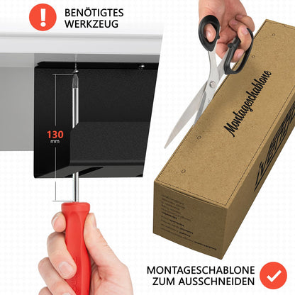iVengo XL Kabelkanal Schreibtisch, 2er Set, 2x 50 cm, schwarz