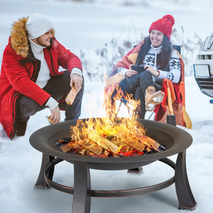 TLGREEN Feuerschale Retro Φ76cm – Schwarz, Grill & Funkenschutz