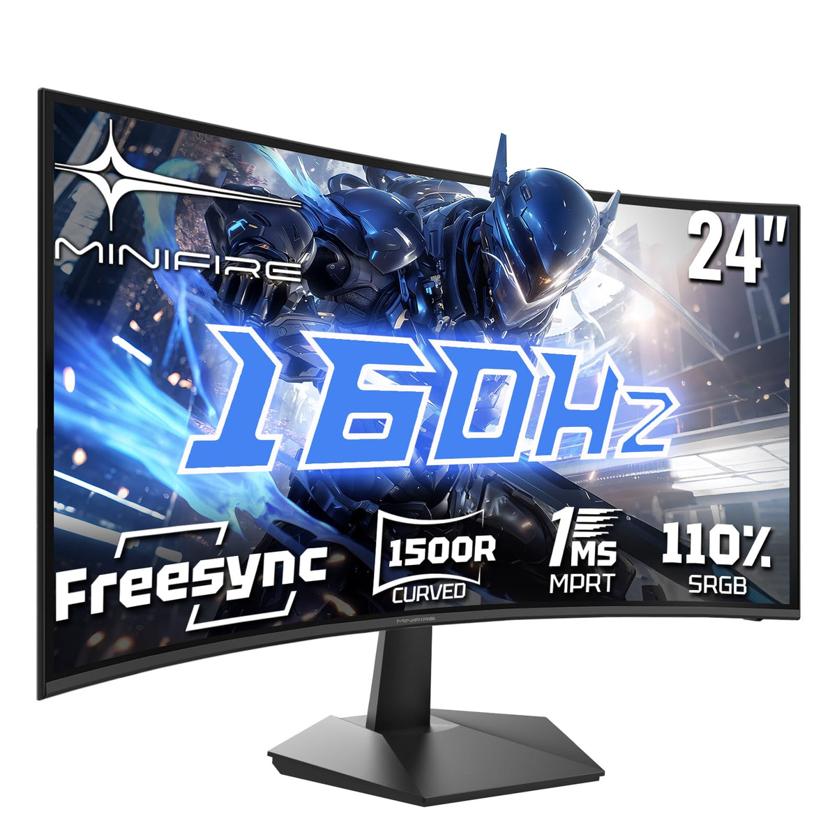 Minifire MFG24C1L Gaming Monitor 24 Zoll Curved 160 Hz FHD mit 1500R-Krümmung