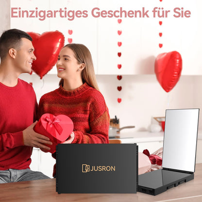 JUSRON 360 Grad Spiegel mit Licht, 3-teiliger Kosmetikspiegel