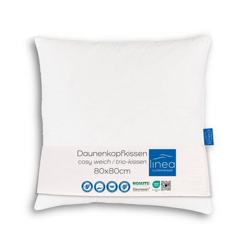 LINEA by böhmerwald cosy 3-Kammer-Kopfkissen weich 80x80. Quadratisches, weißes Kissen für weichen Schlafkomfort durch optimale Kopfanpassung.
