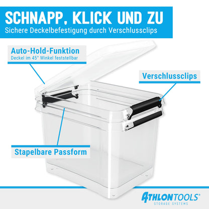 ATHLON TOOLS Aufbewahrungsboxen 4x 80L Transparent - Lebensmittelecht
