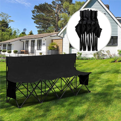 Yaheetech Campingbank faltbar, Sitzbank für 4 Personen, schwarz